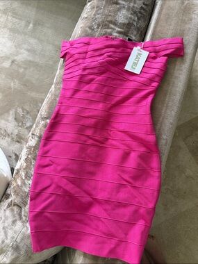 Katie J NYC Hot Pink Strapless Bandage Dress